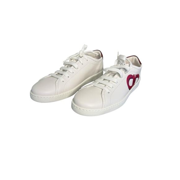 Salvatore Ferragamo NIB Brandy Leather Sneakers in White/Red Size 9.5 - Picture 11 of 12